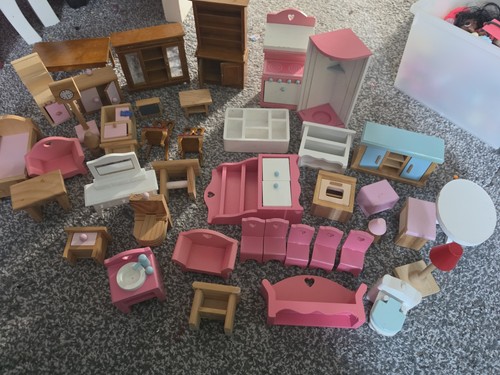 Wooden dolls house furniture - wooden,