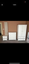 3 piece set of wardrobe 1 chest of drawers 1 wardrobe and a bed side table