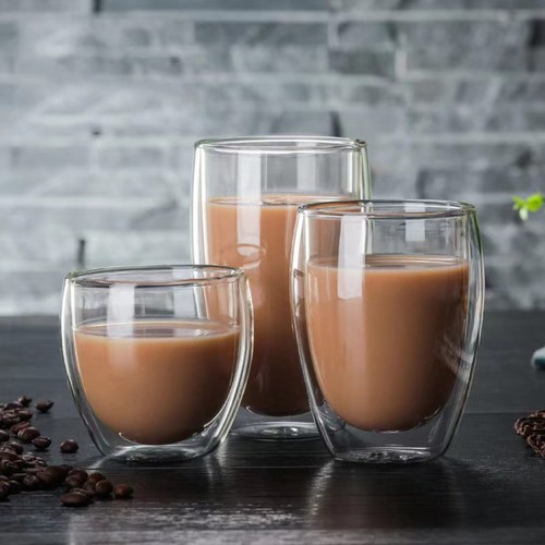 Double wall glass mug with - double,