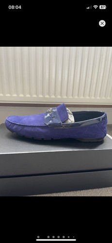 Versace blue suede loafers - ,