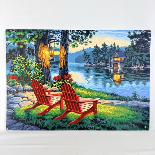 Evening river cabin - river, &