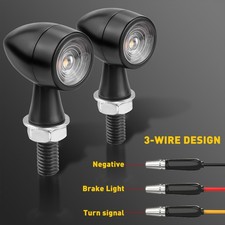 2x Black Motorcycle LED Bullet