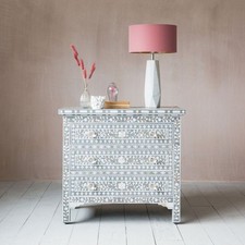 Graham and Green Classic Grey Mother of Pearl Large Bedside Table