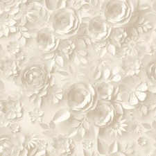 My Kingdom Origami Flowers Wallpaper M44607 Cream Floral Leaves Textured Muriva