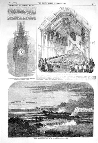 Old antique print - 1856, ship