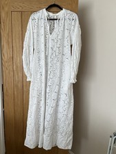 H&M Cut Out White Long Sleeve Maxi Dress With Pockets Size M
