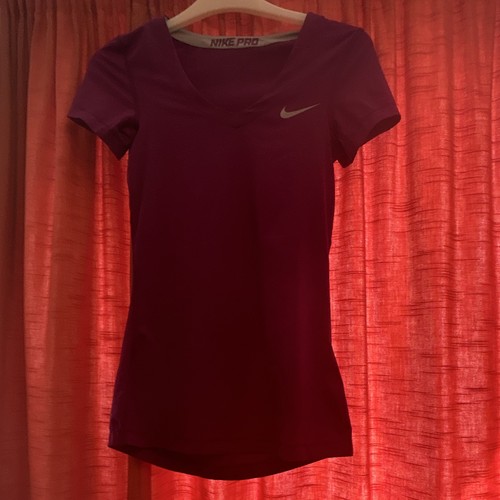 Nike pro women - purple, v-neck