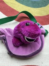 vintage 90s Barney The Dinosaur Plush Zip Waist Bag rare