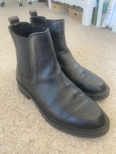 Fat Face Black Leather Chelsea Ankle Boots - Size 6.5