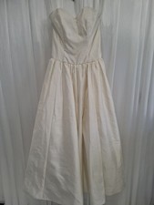 Vintage Alfred Angelo 1990s Romantic Ivory Silk Strapless Wedding Dress / Gown -