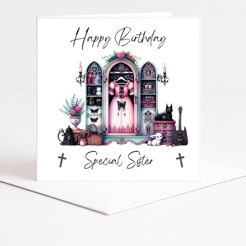 Gothic birthday card - card, sister