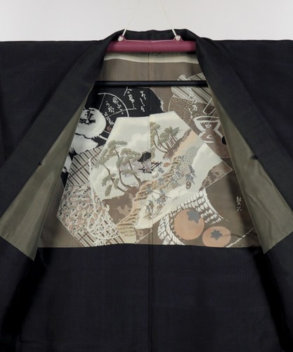 Vintage black silk men haori - vintage,