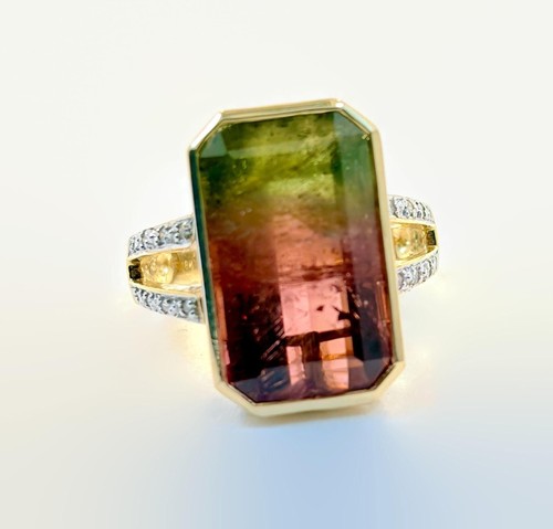 Watermelon tourmaline ring - tourmaline,