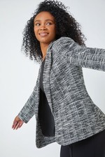 Black Jacket Petite Cotton Blend Boucle Blazer Size 14