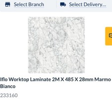 Iflo Worktop Laminate 2M X 485 X 28mm Marmo Bianco 233160 RRP £162