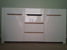 White High Gloss Wide Sideboard Storage Cabinet