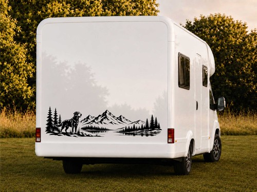 Mountains black labrador car - black,