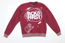 BCK&HRSY Mens Red Cotton Blend Sweatshirt Size M - SPACE