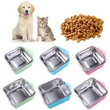 1x Food Water Bowl For Crate Hanging Cage Dog Bowls Puppy Stainless Steel Feeder