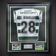 Cristiano Ronaldo Sporting Lisbon Hand Signed Deluxe Framed Football Shirt £549