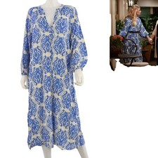 Zara Blue White Kaftan Dress