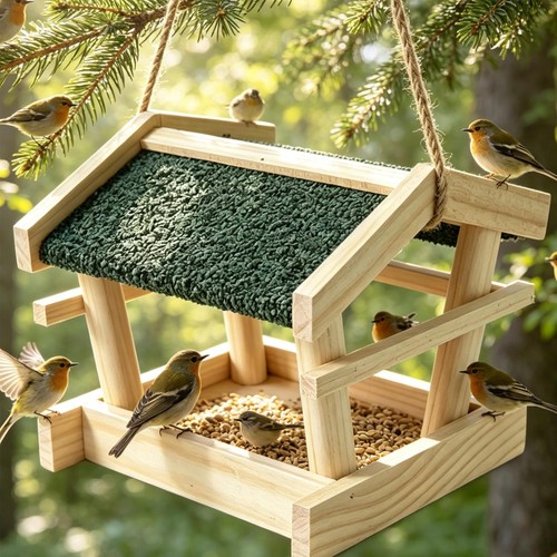 Outdoor wooden bird feeder - outdoor,