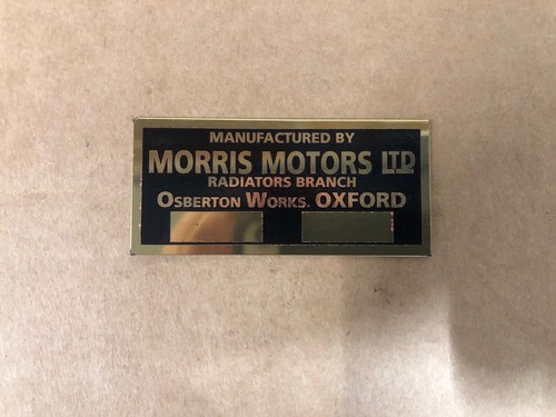 Radiator nameplate mmm - nameplate, mg