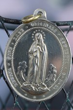 French Religious Bronze Medal Pendant 1881 Glorious Virgin Our Lady Of Good Help