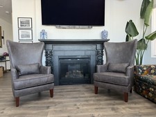 Charcoal/ Brown Wingback