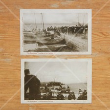 Two rare vintage postcards of THE HANDYMAN LANDING AT INVERGORDON HARBOUR boats