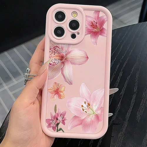 Pink floral phone case - pink,