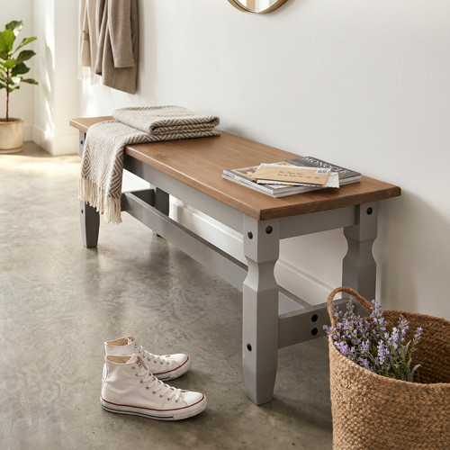 Corona grey bench dining - grey, 4'0"