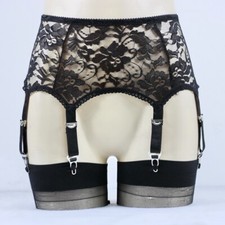 Allacki Hollow Floral Lace 6 Straps Suspender Belt High Waist Retro Garter Belt