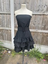 VINTAGE ZARA DRESS BLACK RARA BELT Y2K SHORT SIZE S FIT & FLARE STRAPLESS