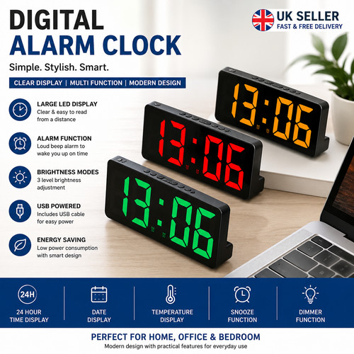 Led electric digital alarm - uk,