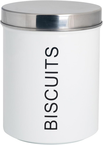 Metal biscuit tin white - biscuit,