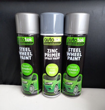 * 3 Pack * Autotek Zinc Primer 500 ml Rust Protection + Steel Wheel Paint X2 