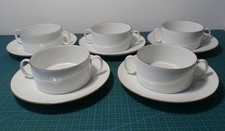 Vintage Thomas Medallion 5 x Double Handle Soup Bowls & Saucer / Plates – 1980’s