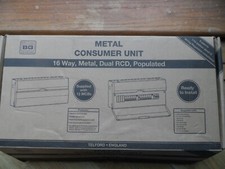BG Metal Consumer Unit, 16 Way, Dual RCD, Populated