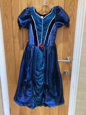 TU Girls Dressing up Costume - Blue Black Red Rose Lace Glitter Dress 9-10 Years