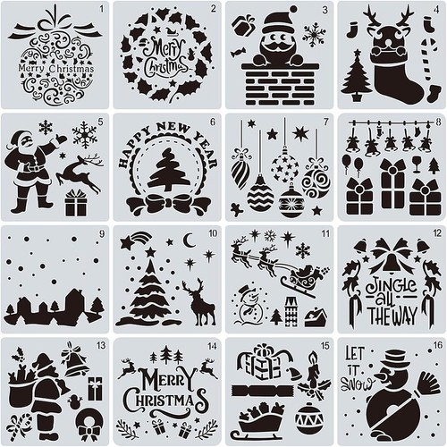 Pcs christmas stencils - 16,