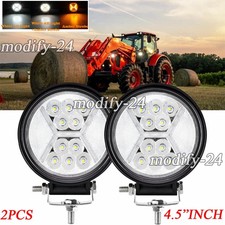 2Pcs 4.3" Round  LED Work Lights Strobe LED Headlights Fit John Deere Tractor