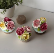 Thorley England Bone China Floral Rose Figurines Staffordshire Set of 3