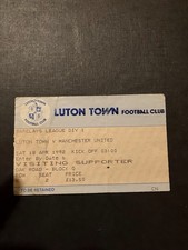 Luton Town V Manchester United 91/92 Ticket