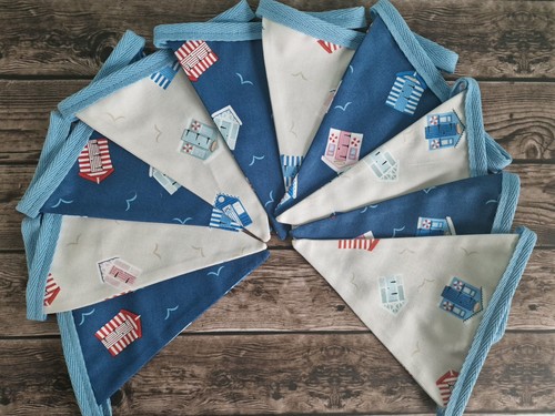 Beach hut fabric bunting - beach,
