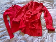 Zara red cotton wrap cardigan