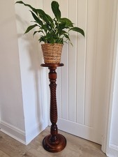 Turn Wooden Pot Stand Vase Display Twisted Carved aged Plinth Rare