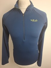 Mens Rab Sonic Long Sleeve T Shirt Zip Base Layer Pullover Blue Small 38 Chest