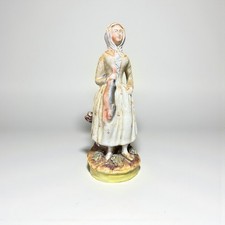 Staffordshire Figurine Lady Carrying Rabbit / Hare - Vintage - 19cm Height 0.3kg