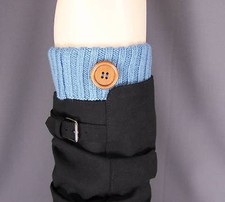 Blue ribbed sweater knit boot